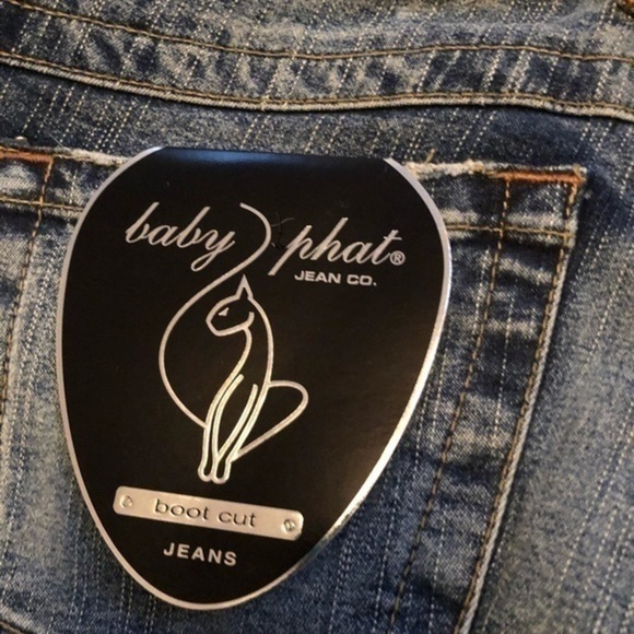 NWT Baby Phat boot cut Rhinestone sparkle embroidered pocket blue jeans sz 5 - Picture 9 of 16
